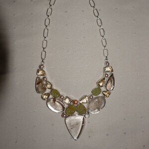BEAUTIFUL 925 Sterling Silver Handmade QUARTZ Gemstone Necklace